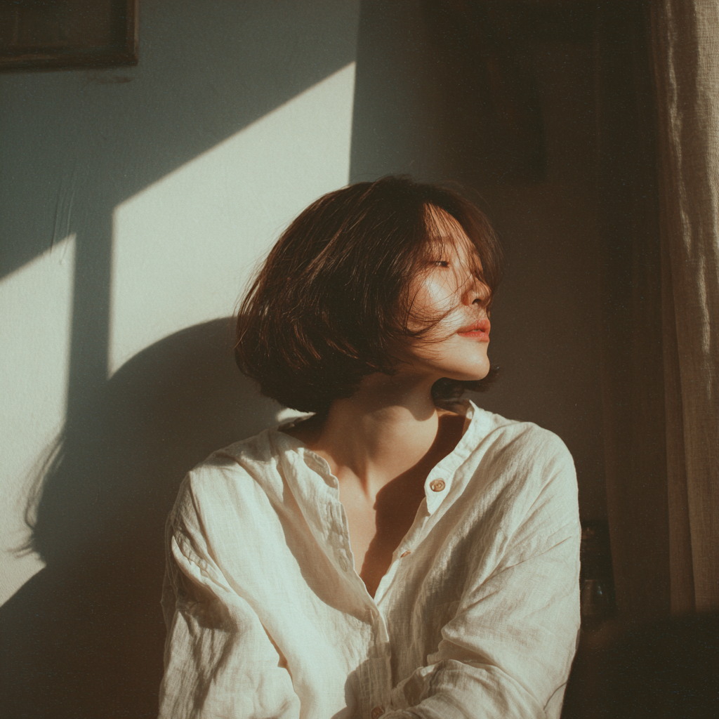 窓辺のポートレート 朝のリネンシャツ